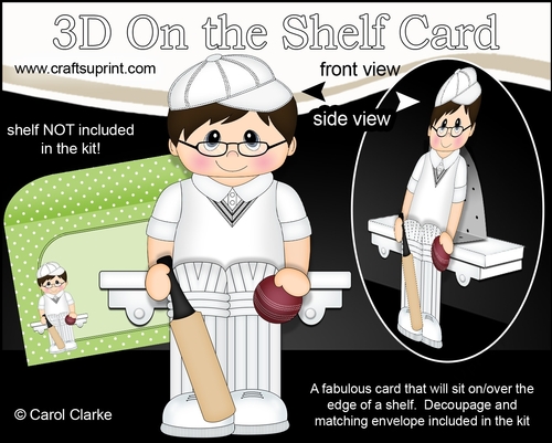 3D On the Shelf Card Kit - Little Cricketer August