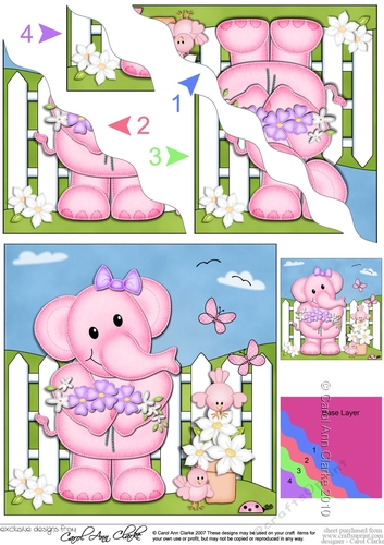 Lola Elephants has a Bouquet Pretty Flowers Wavy Corner side stacker Topper