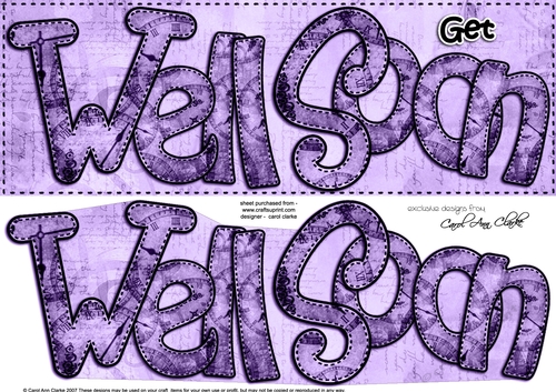 Large DL GET WELL SOON Clocks 3D decoupage