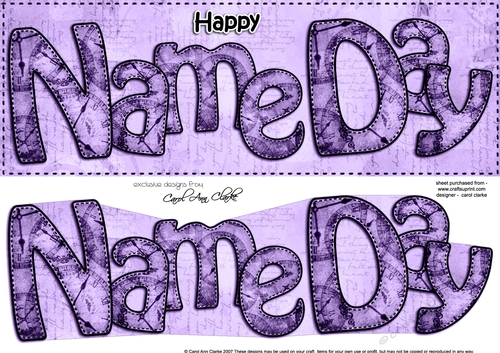 Large DL HAPPY NAME DAY Clocks 3D decoupage
