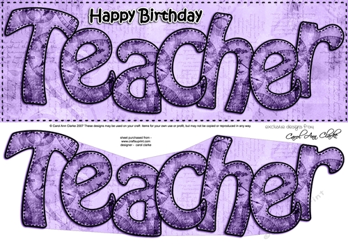 Large DL HAPPY BIRTHDAY TEACHER Clocks 3D decoupage