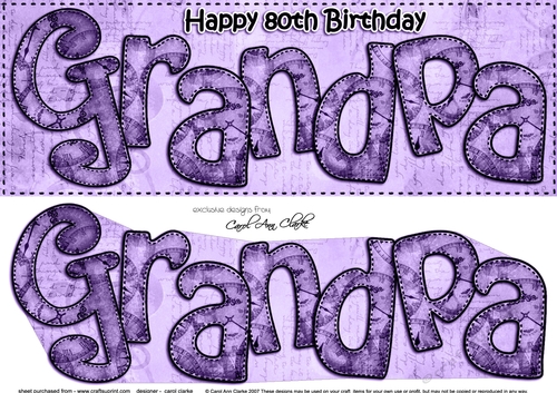 Large DL HAPPY 80th BIRTHDAY GRANDPA Clocks 3D decoupage