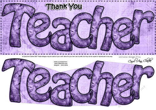 Large DL THANK YOU TEACHER Clocks 3D decoupage