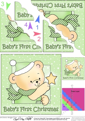 Cute Hunney Bear Robert has a Christmas Star - Babys 1st Christmas Scalloped Corner Stacker