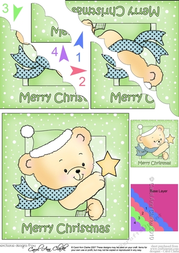 Cute Hunney Bear Robert has a Christmas Star - Scalloped Corner Stacker