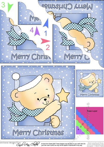 Cute Hunney Bear Robert has a Christmas Star - Scalloped Corner Stacker