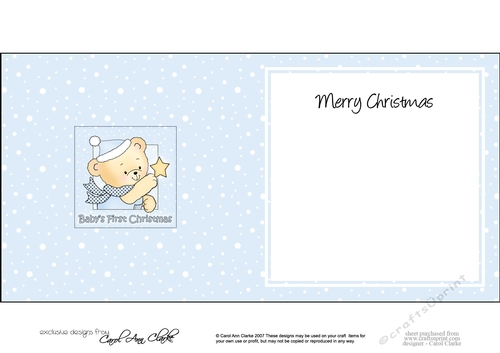 Cute Hunney Bear Robert has a Christmas Star - Babys 1st Christmas square landscape insert