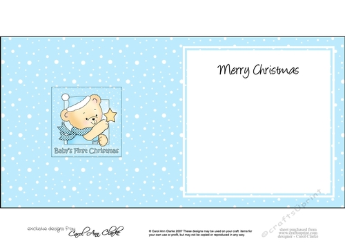 Cute Hunney Bear Robert has a Christmas Star - Babys 1st Christmas square landscape insert