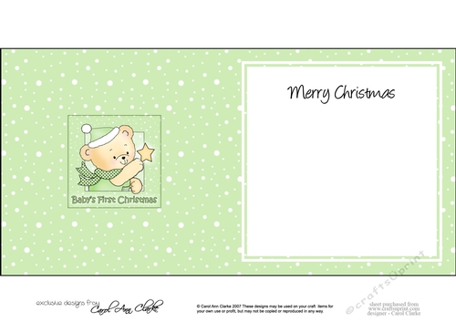 Cute Hunney Bear Robert has a Christmas Star - Babys 1st Christmas square landscape insert