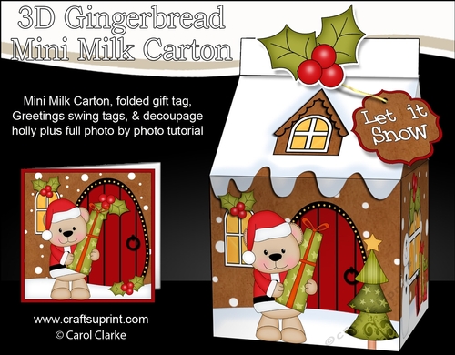 3D Christmas Milk Carton Gingerbread House Treat Box Mini Kit -  Livvy Bear has an Xmas Present
