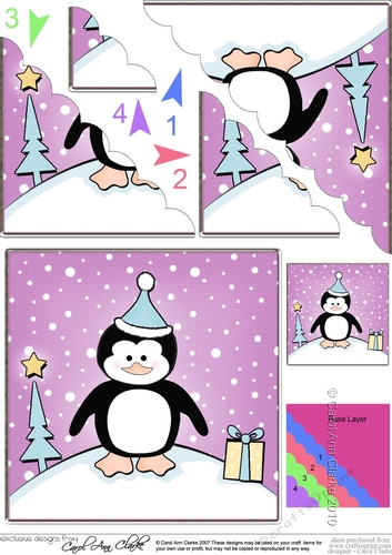 Cute Christmas Penguin Scalloped Corner Stacker