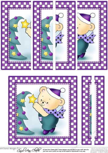 Cute Hunney Bear Robert has a Christmas Tree Side Stacker Topper