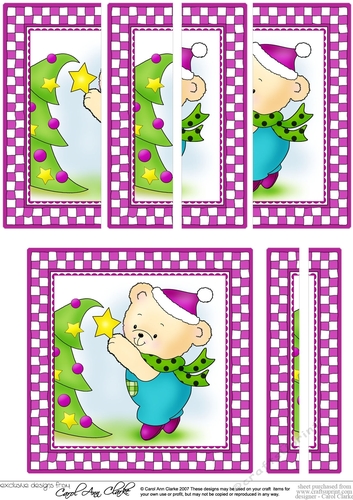 Cute Hunney Bear Robert has a Christmas Tree Side Stacker Topper