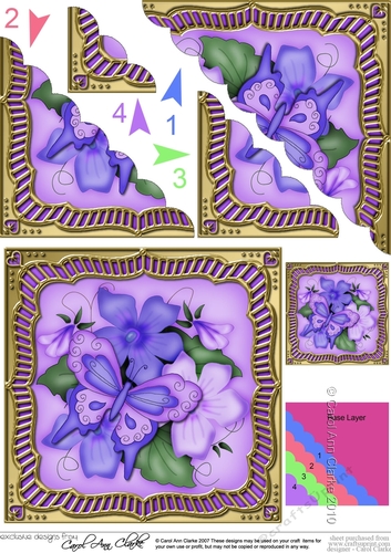 Flowers & Butterfly in a Gold Frame Scalloped Corner Stacker
