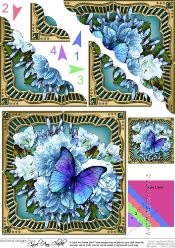 Flowers & Butterfly in a Gold Frame Scalloped Corner Stacker