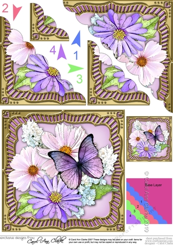 Flowers & Butterfly in a Gold Frame Scalloped Corner Stacker