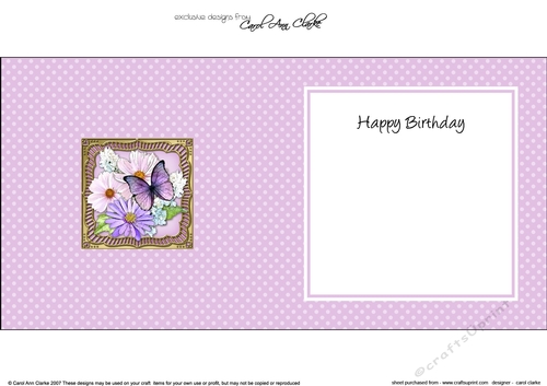 Flowers & Butterfly in a Gold Frame square landscape insert