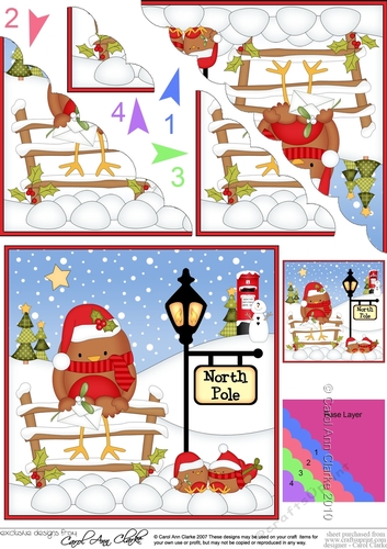 Christmas Bobbin Robin is at the North Pole Scalloped Corner Stacker