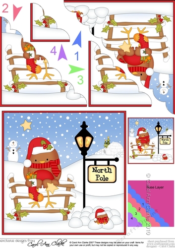 Christmas Bobbin Robin is at the North Pole Scalloped Corner Stacker