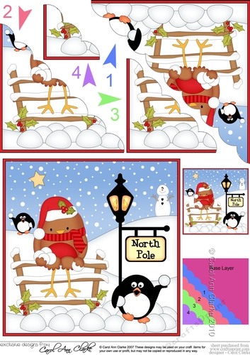 Christmas Bobbin Robin is at the North Pole Scalloped Corner Stacker