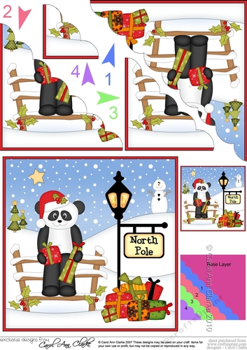 Christmas Chi Chi Panda is at the North Pole Scalloped Corner Stacker