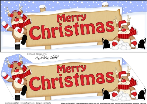 large DL MERRY CHRISTMAS with Rudolph 3D decoupage