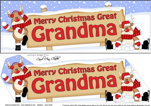 large DL Merry Christmas GREAT GRANDMA with Rudolph 3D decoupage