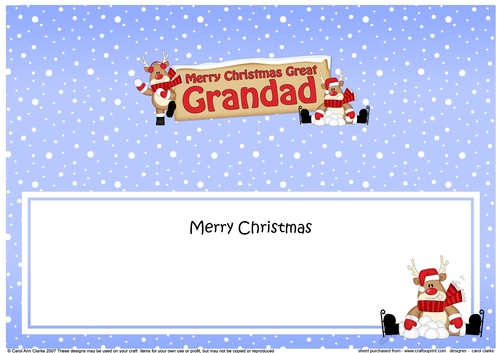 large DL Merry Christmas GREAT GRANDAD with Rudolph insert