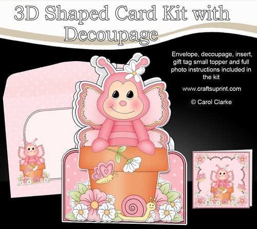 3D Shaped Card  Kit - Flowerpot Friends - Cute Little Butterfly Puff