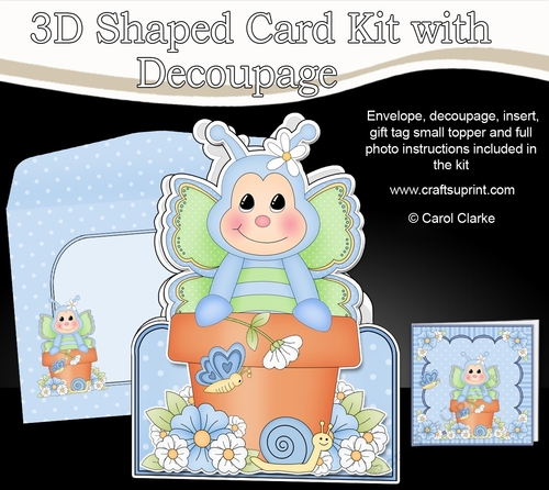 3D Shaped Card  Kit - Flowerpot Friends - Cute Little Butterfly Mist