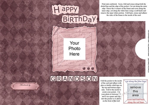 Add a Photo DL Card - Happy Birthday GRANDSON with easy fold frame