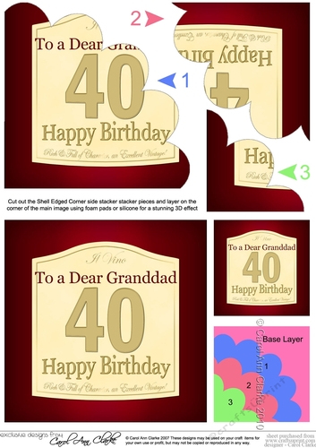 40th Birthday Granddad Wine Label Shell Edged Corner Side Stacker
