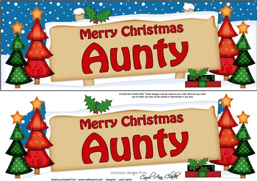 large DL Merry Christmas AUNTY with Xmas Trees 3D decoupage