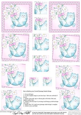 Cute Cat Twisted Pyramage Sheet