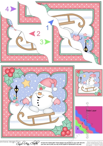Christmas Snowball Sam is Sledging Wavy Corner Topper