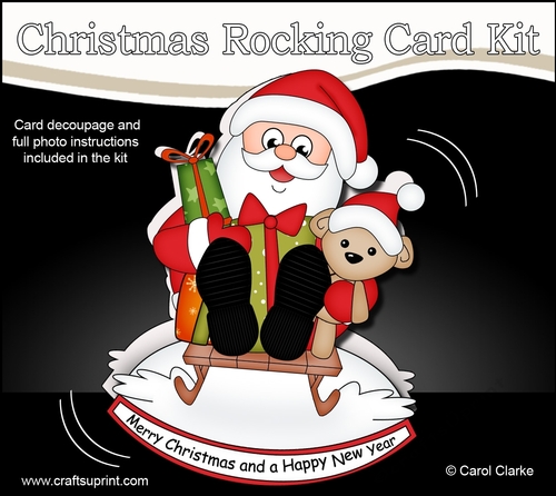 3D Shaped Rocking Christmas Card Mini Kit  - Santa is Delivering the Presents on his Sledge