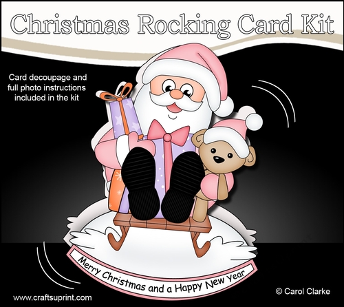 3D Shaped Rocking Christmas Card Mini Kit  - Santa is Delivering the Presents on his Sledge