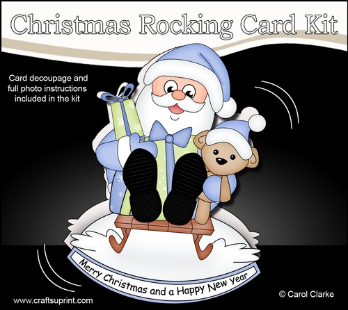 3D Shaped Rocking Christmas Card Mini Kit  - Santa is Delivering the Presents on his Sledge