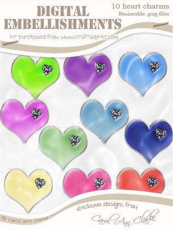 'enamel and Diamond' Heart Digital Embellishments