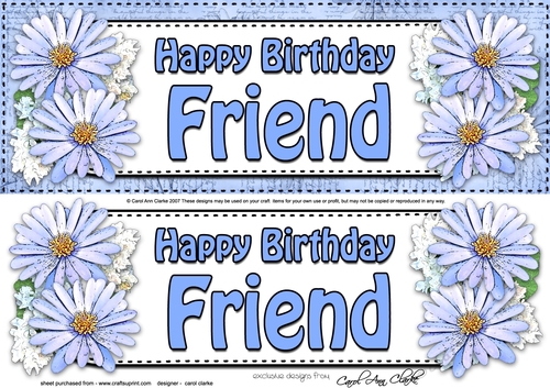 Large DL Happy Birthday FRIEND Daisies Floral 3D decoupage