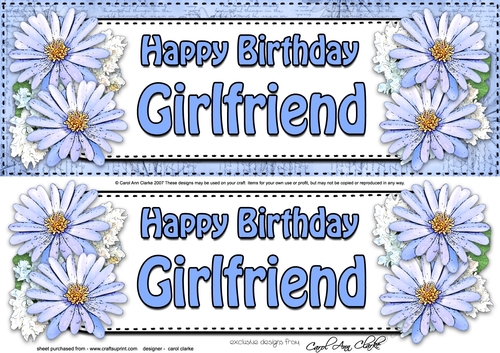 Large DL Happy Birthday GIRLFRIEND Daisies Floral 3D decoupage