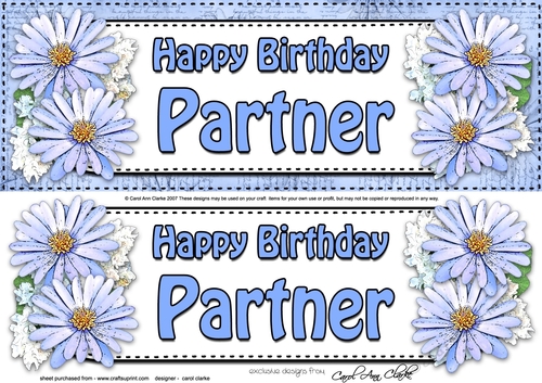 Large DL Happy Birthday PARTNER Daisies Floral 3D decoupage
