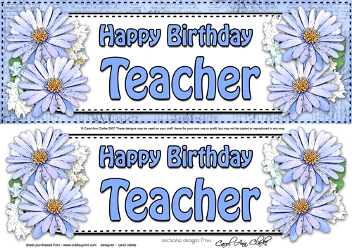 Large DL Happy Birthday TEACHER Daisies Floral 3D decoupage