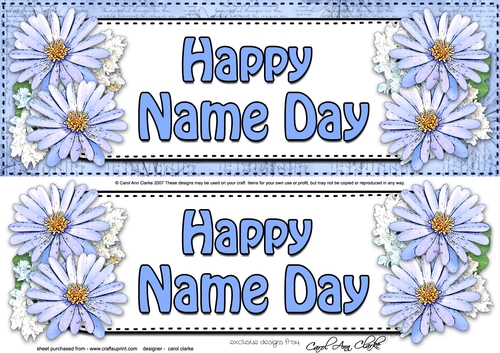 Large DL HAPPY NAME DAY Daisies Floral 3D decoupage