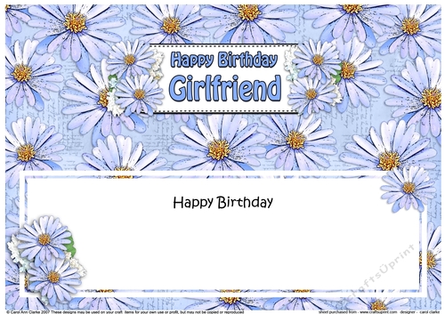 Large DL Happy Birthday GIRLFRIEND Daisies Floral matching insert