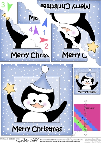Cute Penguin has a Christmas Star - Scalloped Corner Stacker