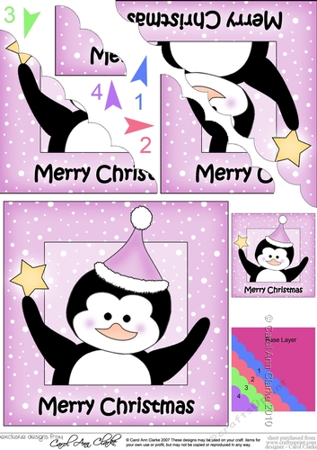 Cute Penguin has a Christmas Star - Scalloped Corner Stacker