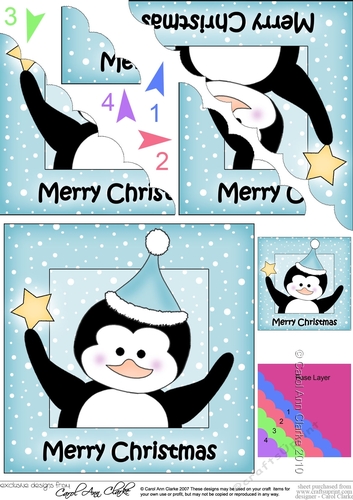 Cute Penguin has a Christmas Star - Scalloped Corner Stacker
