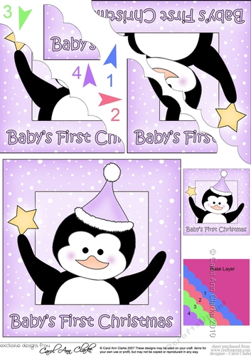 Cute Penguin has a Christmas Star - Babys 1st Christmas Scalloped Corner Stacker