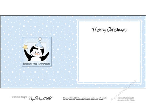 Cute Penguin has a Christmas Star Babys 1st Christmas square insert